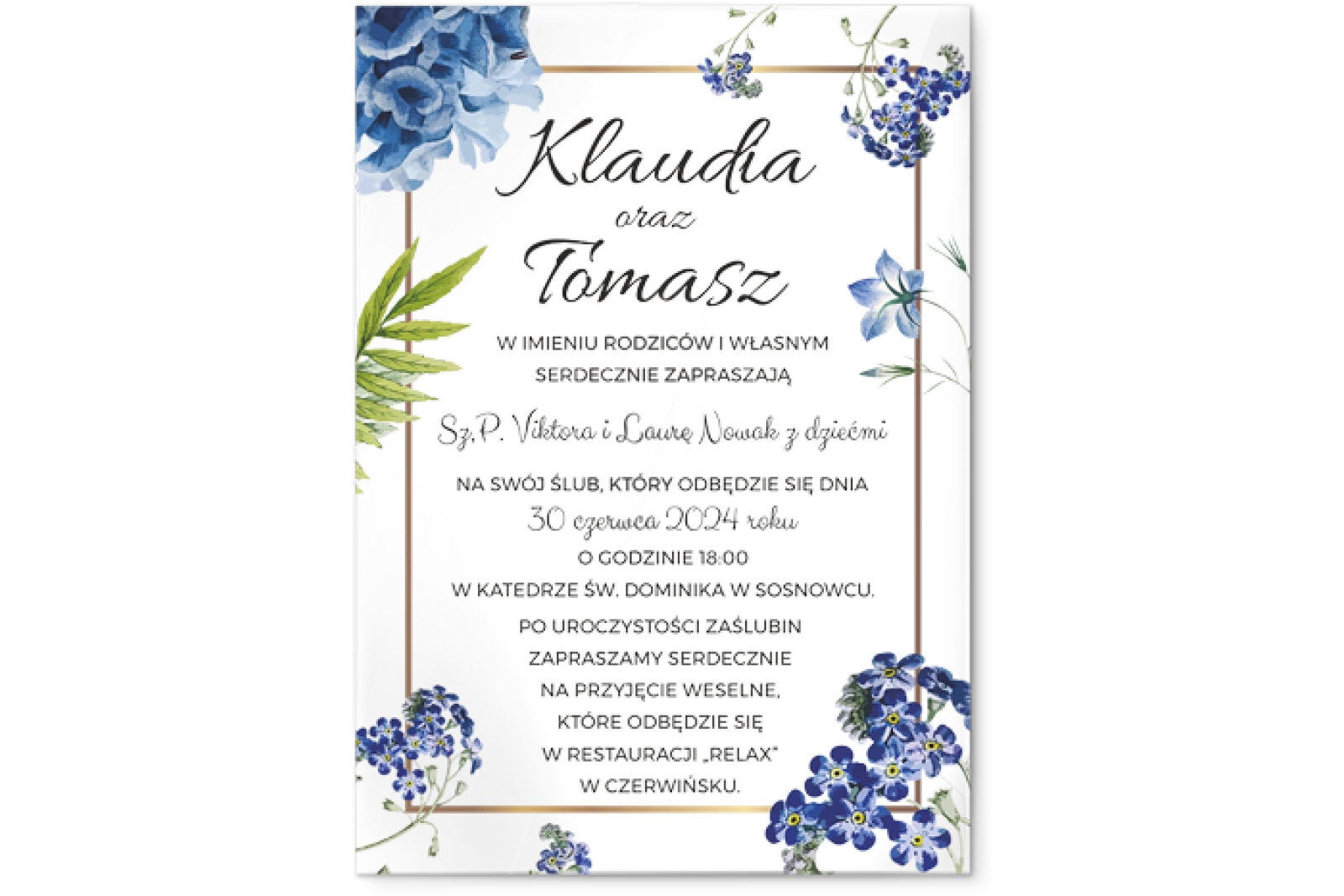 Zaproszenia ślubne Dream- Akrylowe Motyw 4