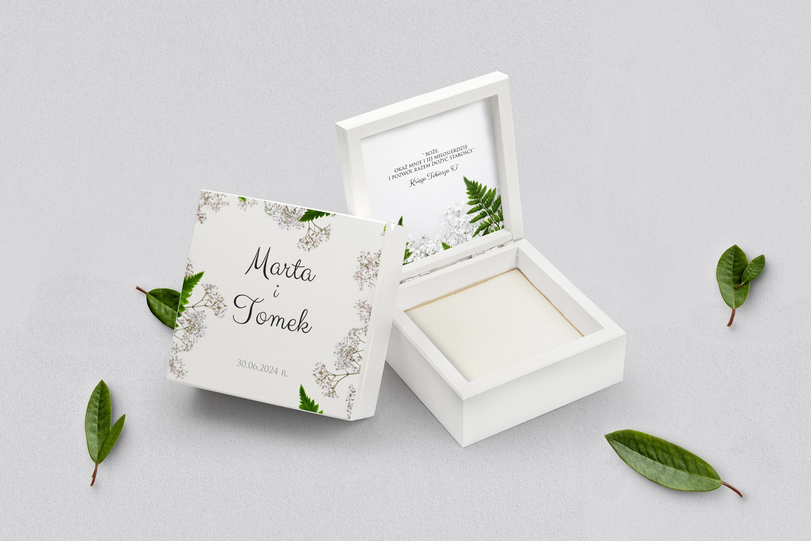 Pudełko na obrączki białe - Soft Motyw 2