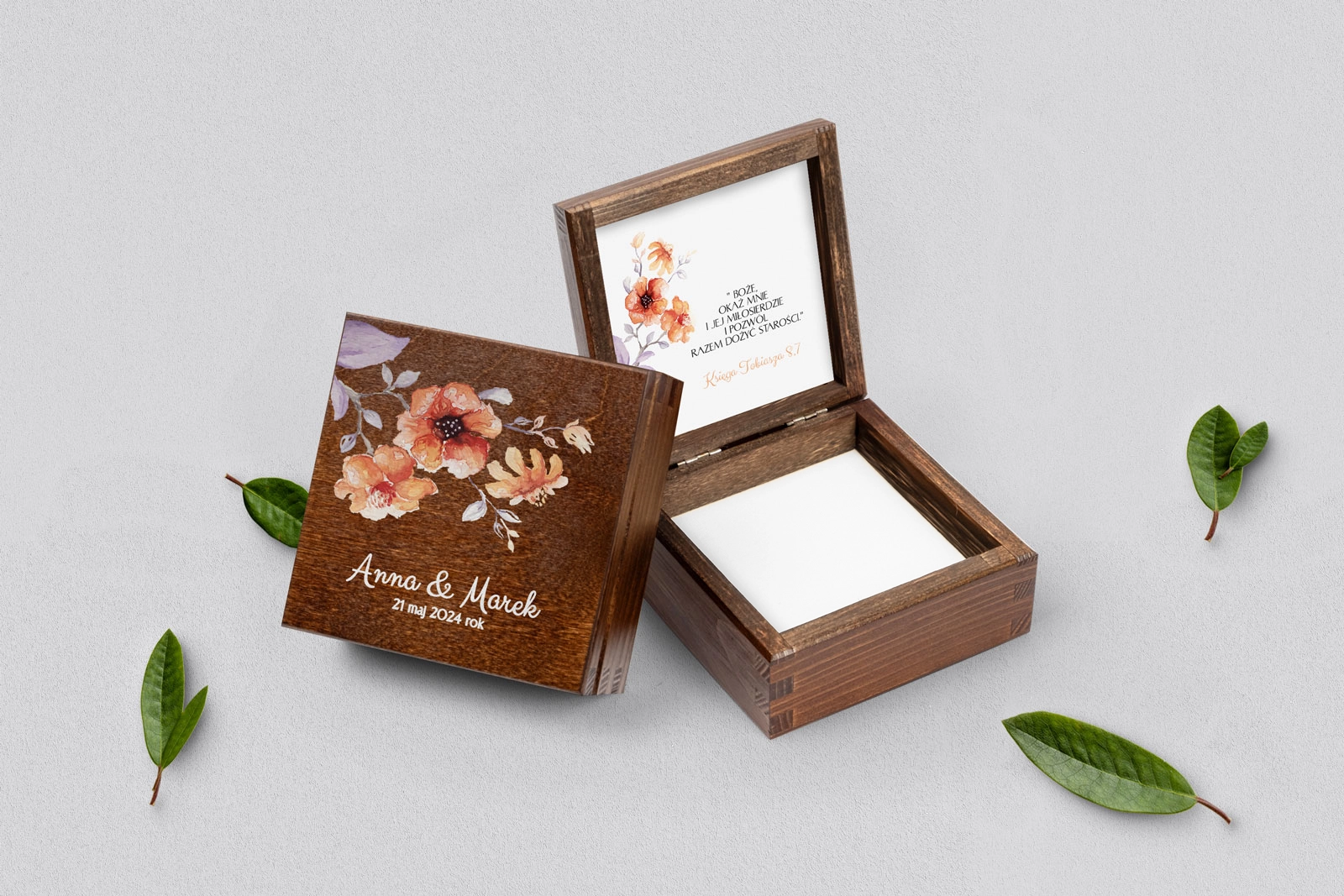 Pudełko na obrączki brązowe - Sweet Love Motyw 6