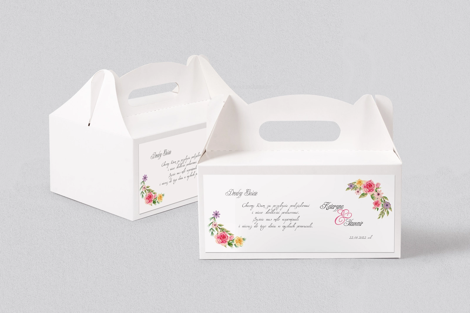 Pudełko na ciasto weselne Akwarelowe Wianki - Motyw 5