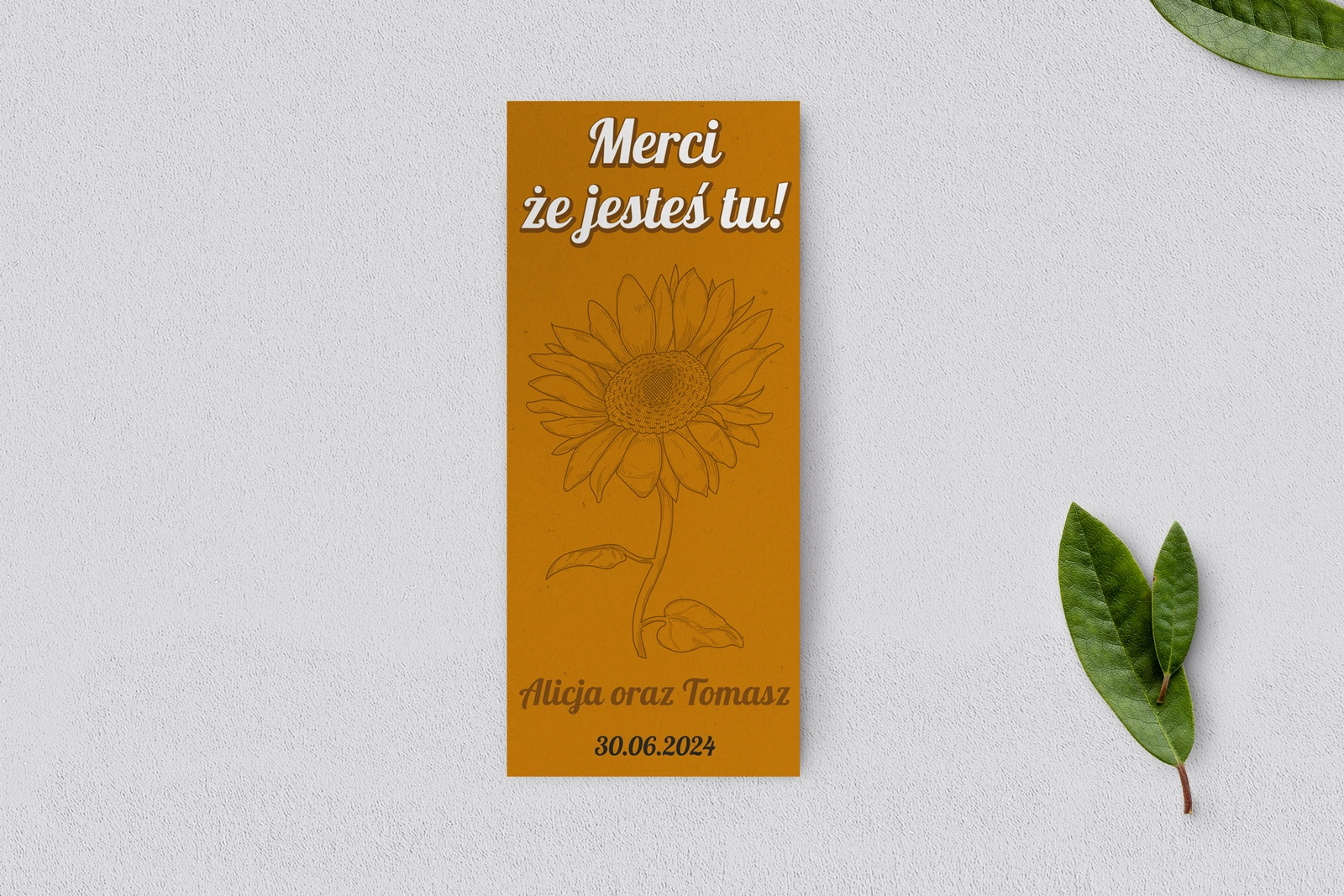 Podziękowanie Merci - Karteczka Sunflowers - Motyw 3