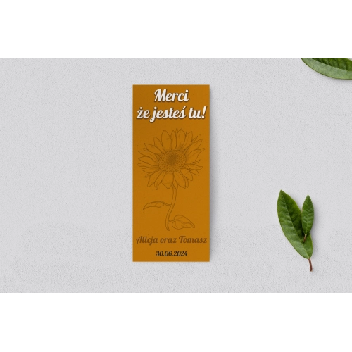 Podziękowanie Merci - Karteczka Sunflowers - Motyw 3