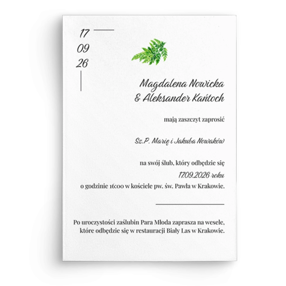 Zaproszenia ślubne Nature - Motyw 1