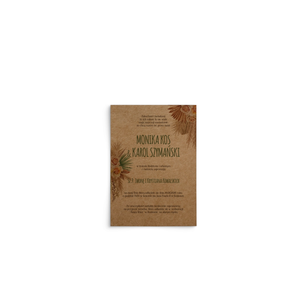 Zaproszenia ślubne Boho - Motyw 2