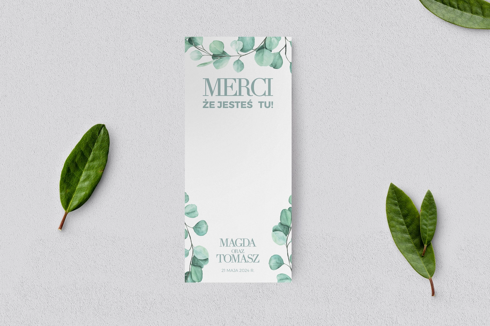 Podziękowanie Merci - Karteczka Eukaliptus - Motyw 2