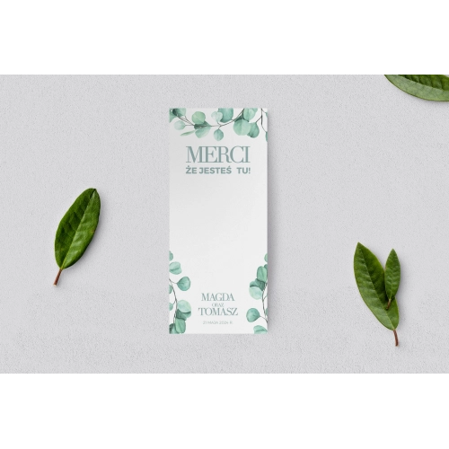Podziękowanie Merci - Karteczka Eukaliptus - Motyw 2
