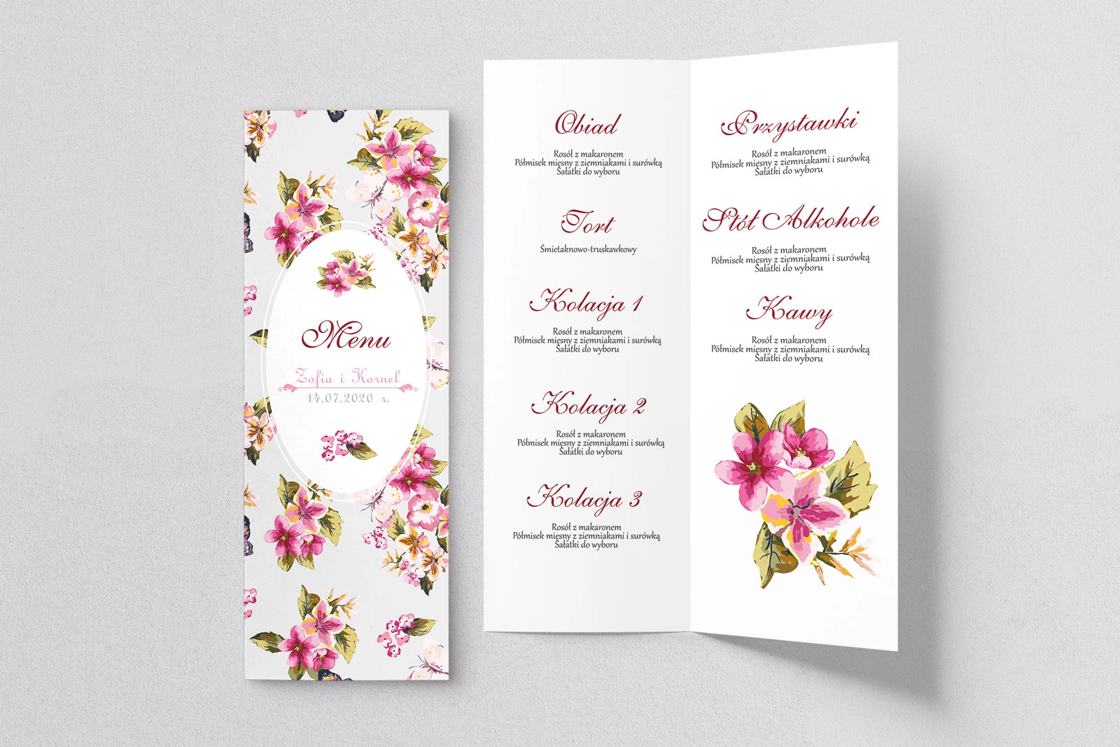 Menu Weselne Pobieramy się - Motyw 2