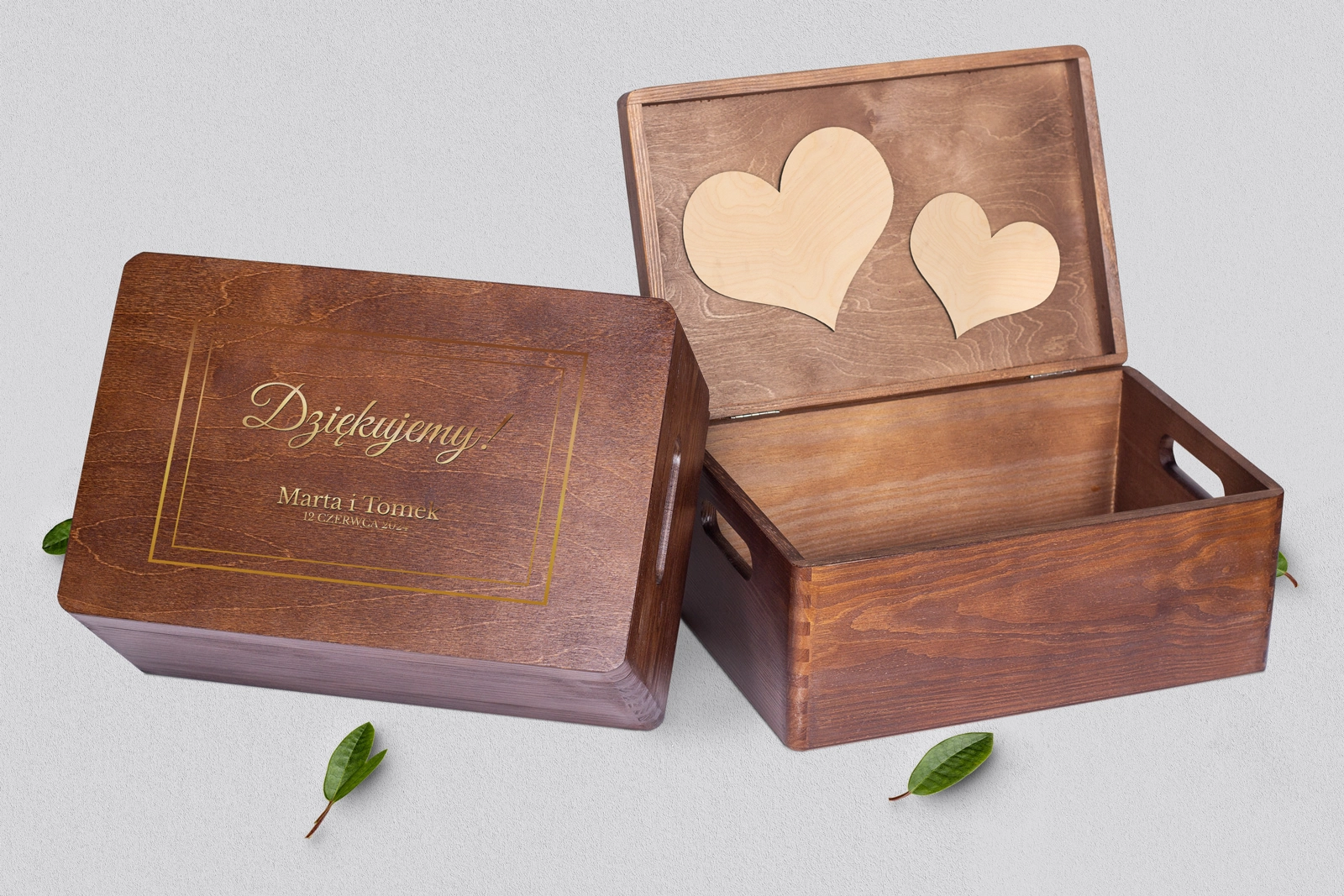 Skrzyneczka dla Rodziców - brązowa Marmur & Złoto - Motyw 3