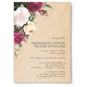 Zaproszenia ślubne Fabello - Drewniane Motyw 1