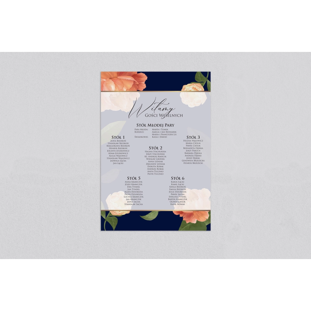 Plan stołów weselnych Loveletter - Motyw 5