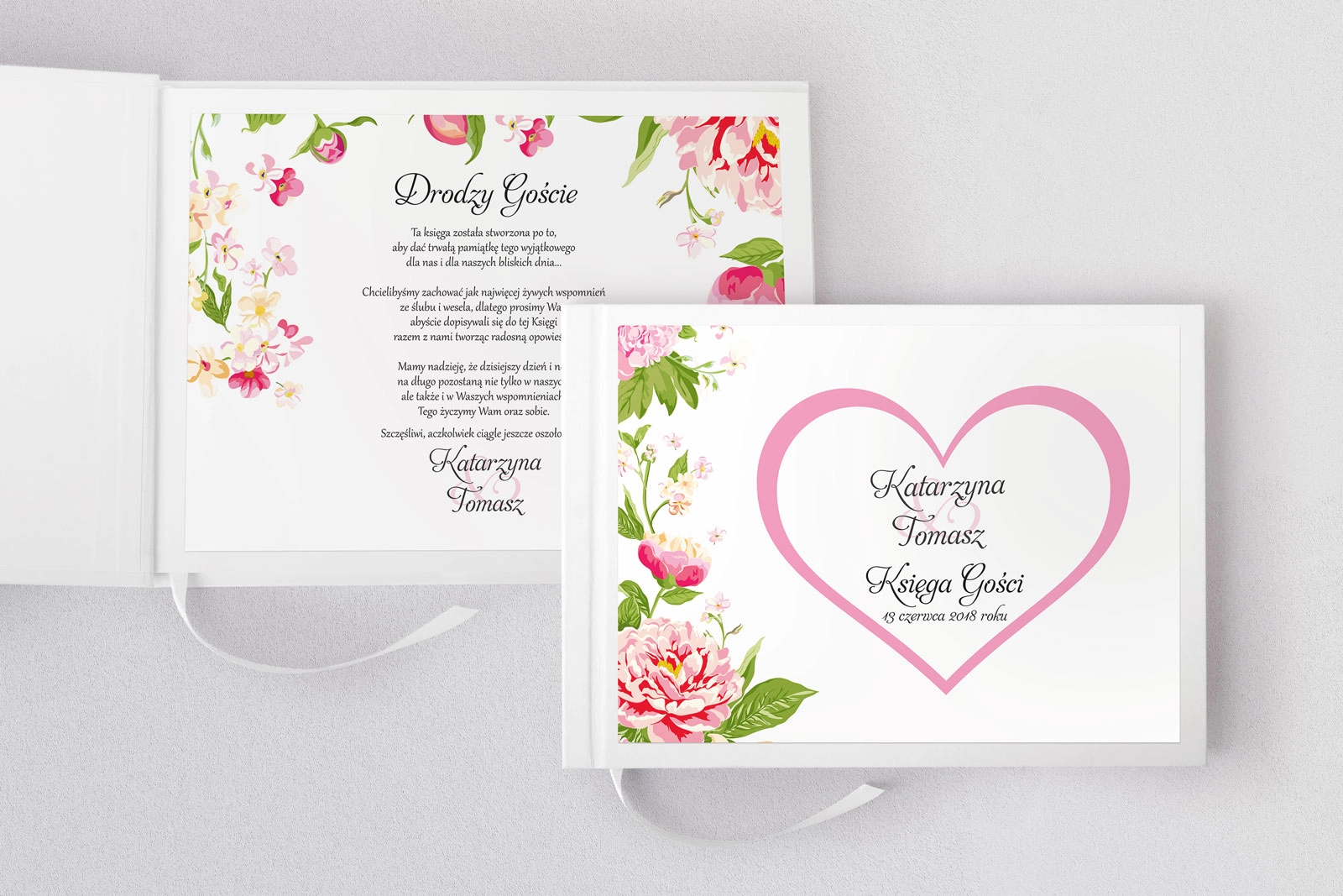 Księga Gości Weselnych Serca Kwiat Motyw 1