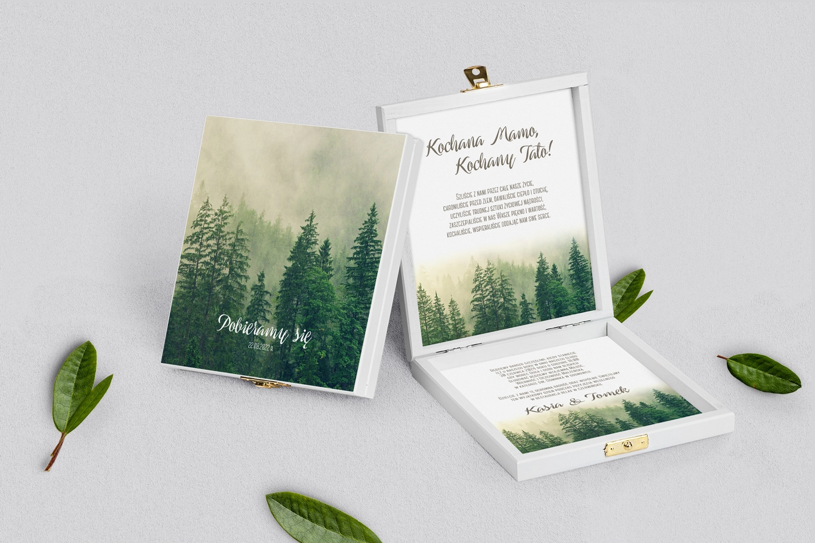 Zaproszenie dla Rodziców - białe Forest - Motyw 1