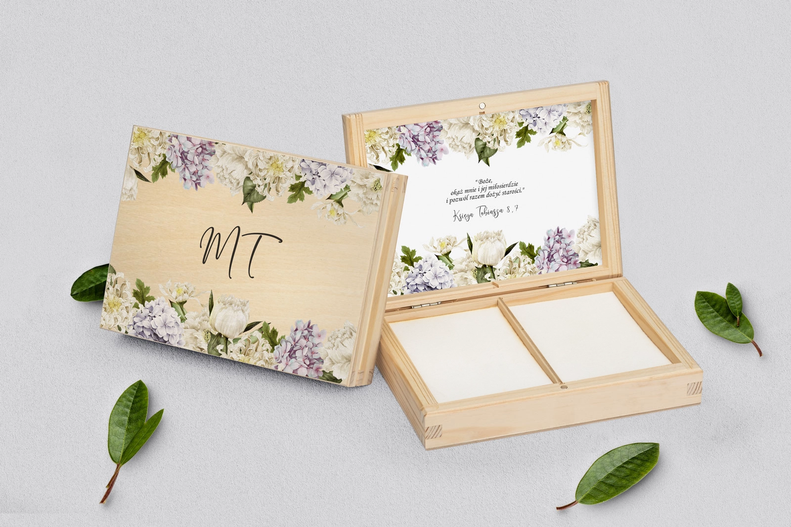 Pudełko na obrączki prostokątne naturalne - Ofelia Motyw 2