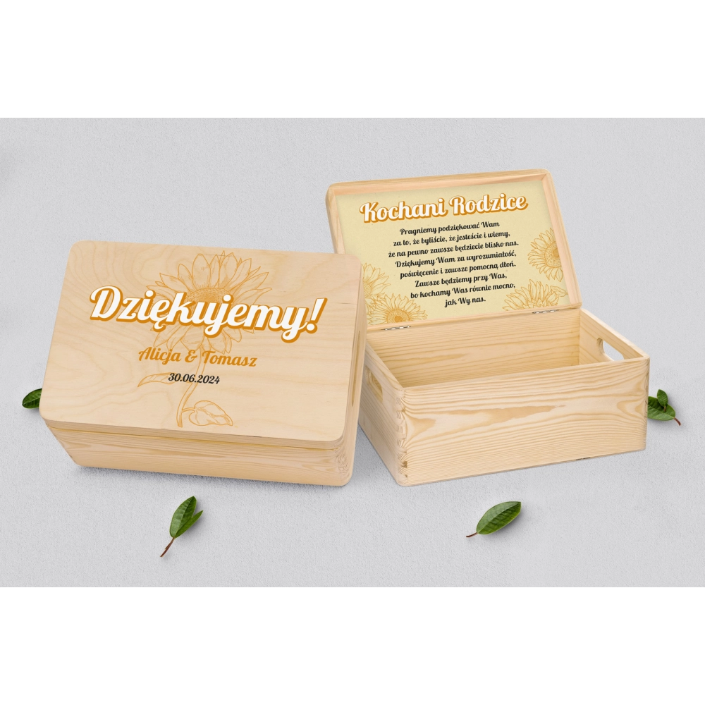 Skrzyneczka dla Rodziców - naturalna Sunflowers Motyw 1