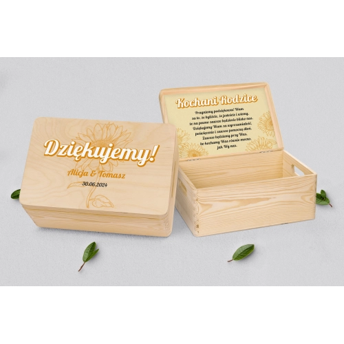 Skrzyneczka dla Rodziców - naturalna Sunflowers Motyw 1