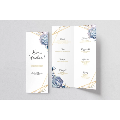 Menu Weselne Flowers & Frame - Motyw 6