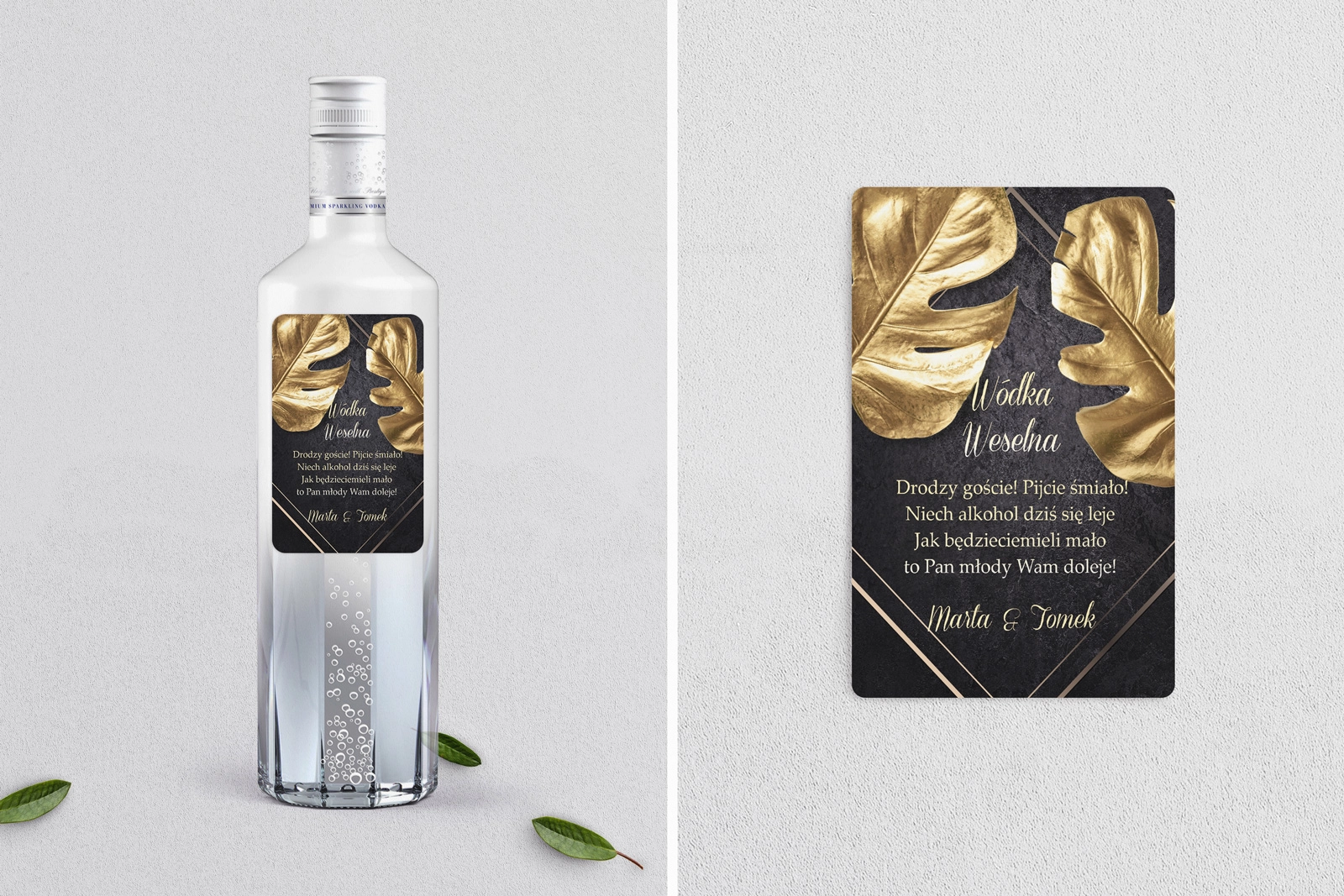 Naklejki na alkohol - Złote Kwiaty Motyw 3