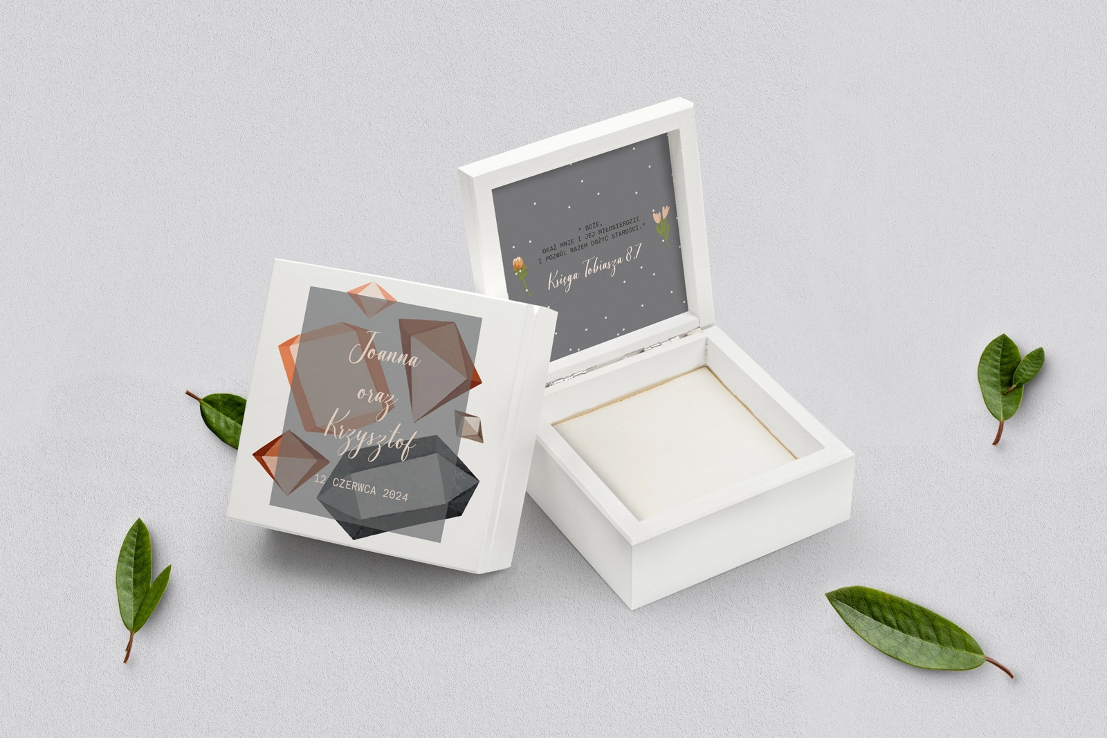 Pudełko na obrączki białe - Butterflies Motyw 3