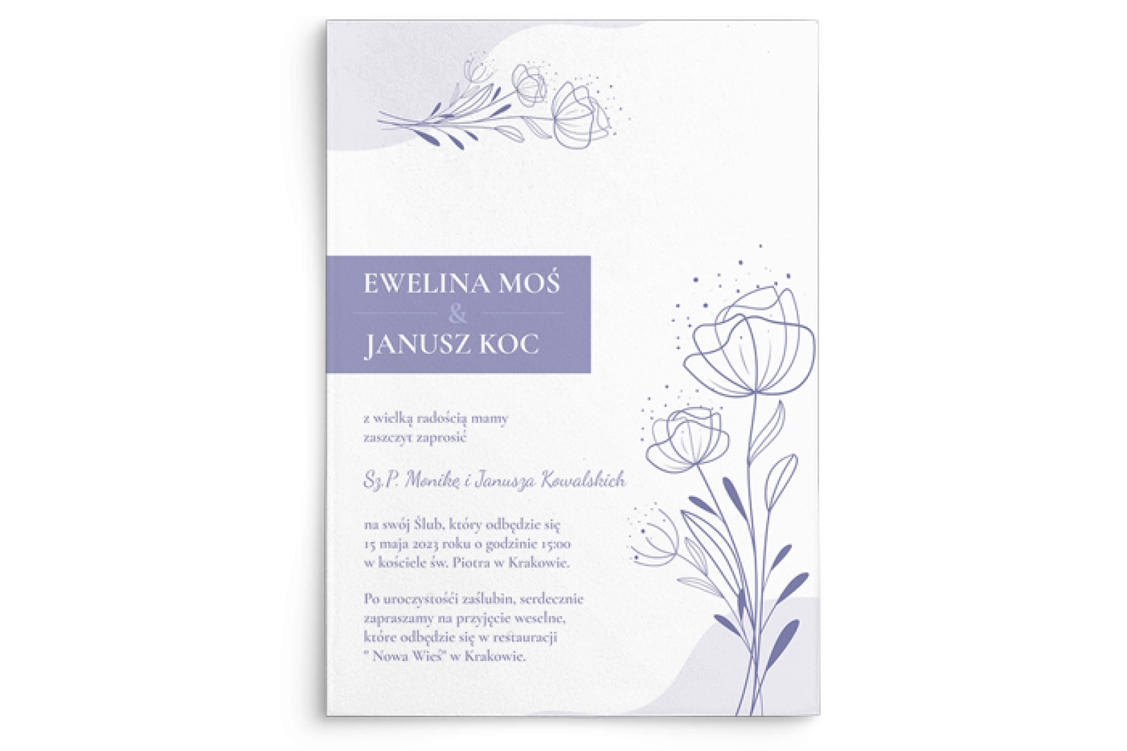 Zaproszenia ślubne Flores de campo - motyw 1