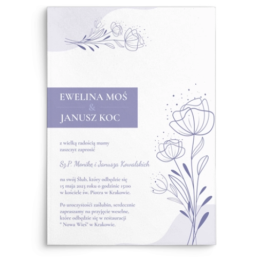 Zaproszenia ślubne Flores de campo - motyw 1