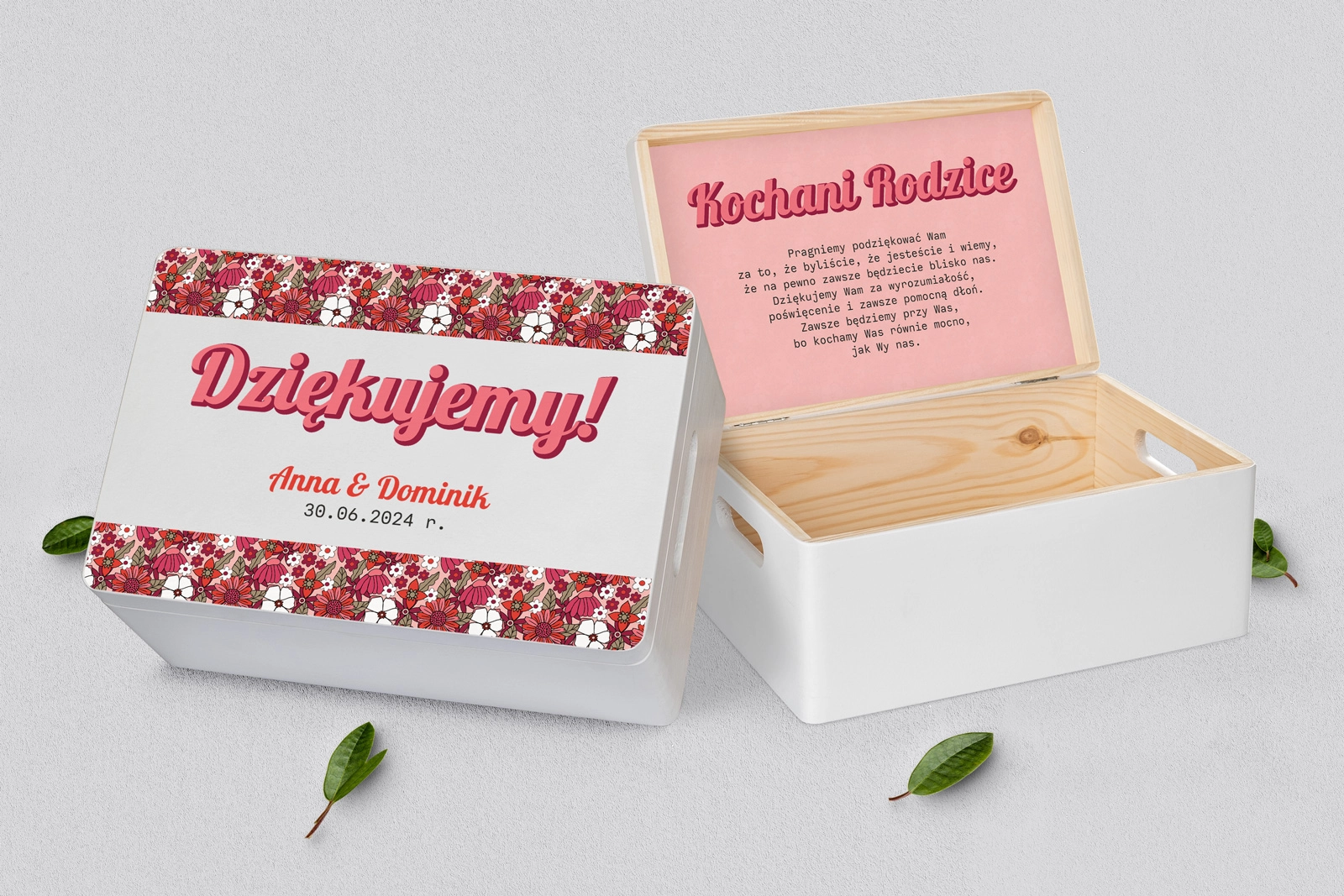 Skrzyneczka dla Rodziców - biała Retro Style Motyw 2