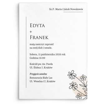 Zaproszenia ślubne Madlen - Motyw 3