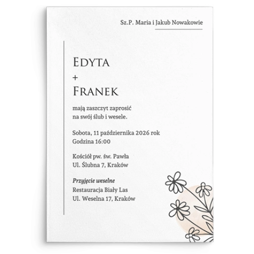 Zaproszenia ślubne Madlen - Motyw 3