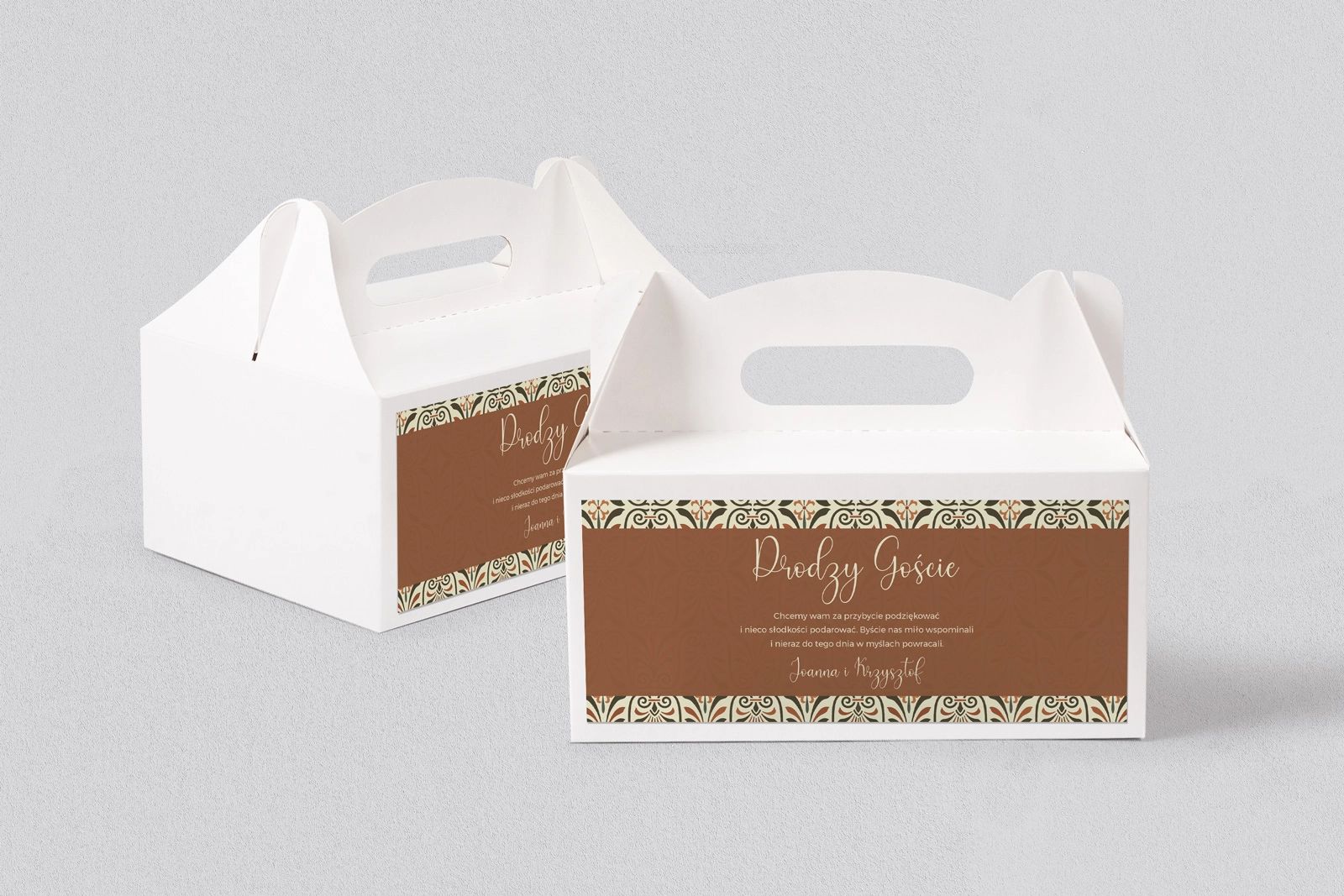 Pudełko na ciasto weselne Vintage - Motyw 3