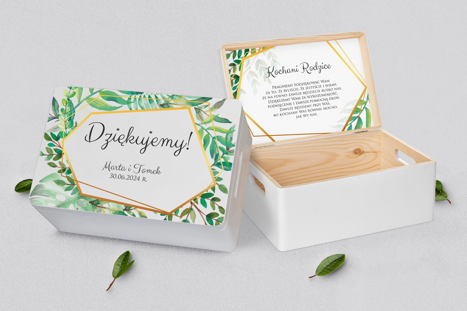 Skrzyneczka dla Rodziców - biała Flowers & Frame Motyw 2