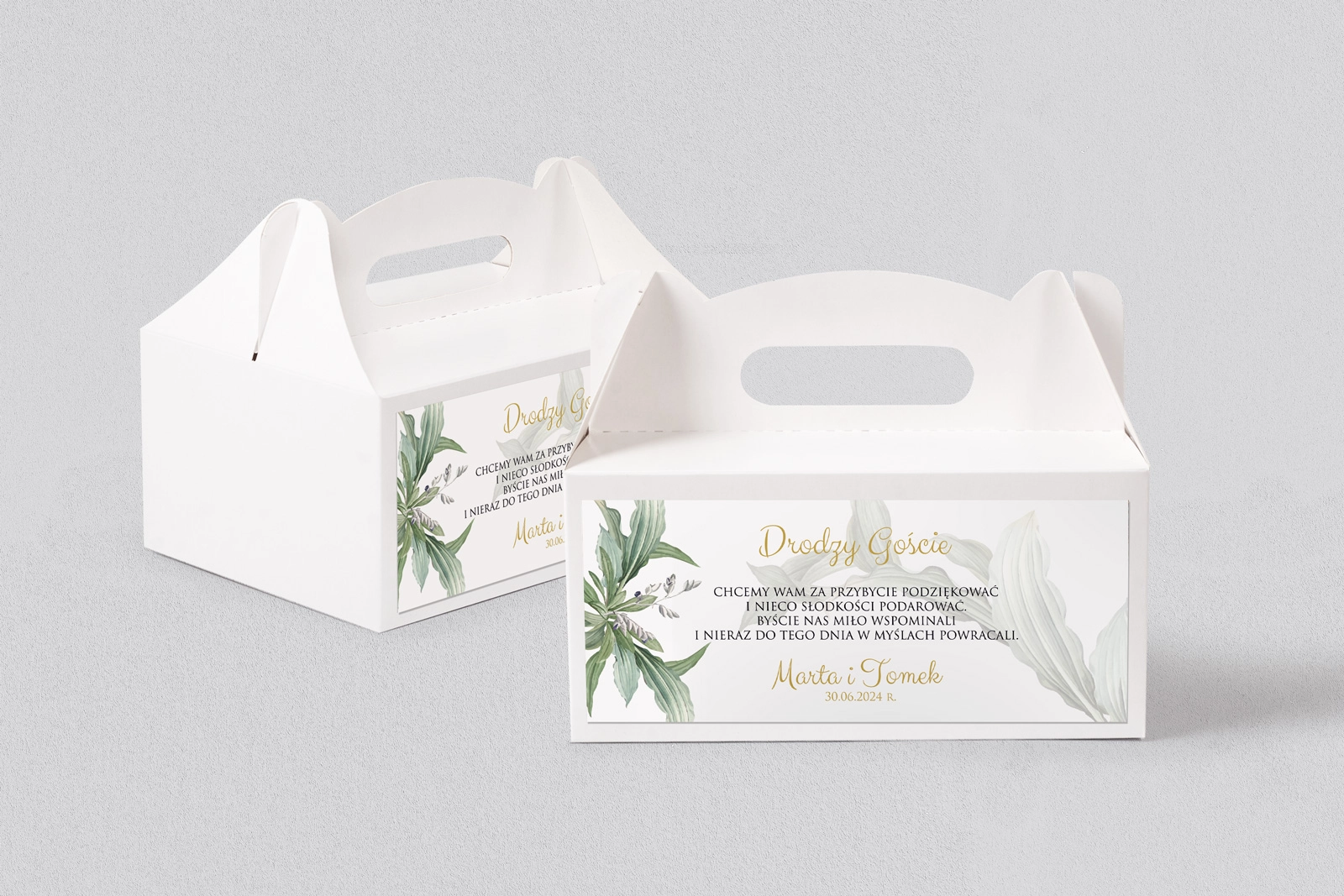 Pudełko na ciasto weselne Liście- Motyw 1