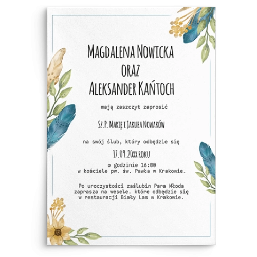 Zaproszenia ślubne Feather - Motyw 2