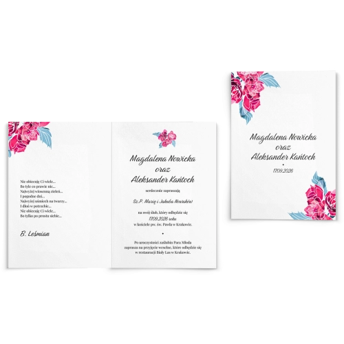 Zaproszenia ślubne Nature's kiss - Składane motyw 3