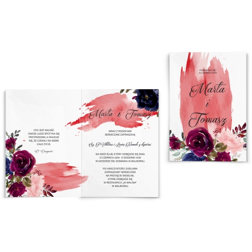 Zaproszenia ślubne Charlotte- Składane Motyw 3