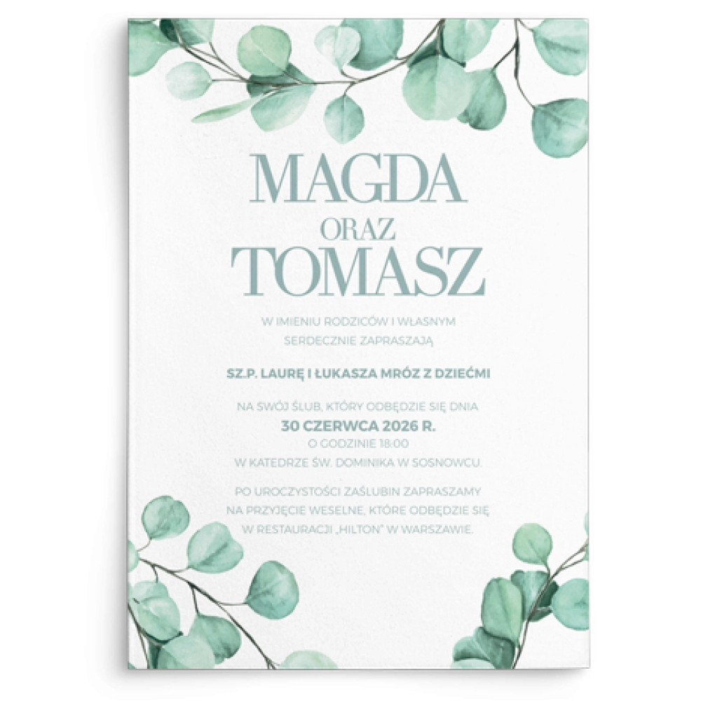 Zaproszenia ślubne Eukaliptus - Motyw 2