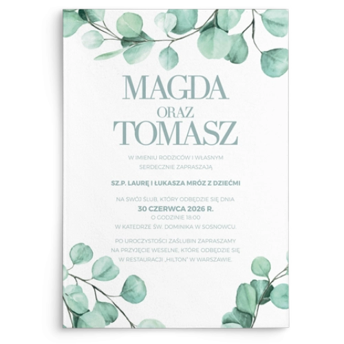 Zaproszenia ślubne Eukaliptus - Motyw 2
