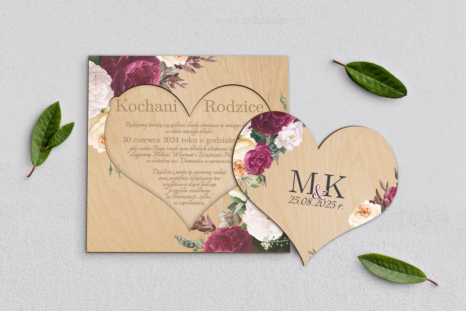 Drewniane Zaproszenie dla Rodziców - Fabello Motyw 1