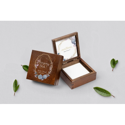 Pudełko na obrączki brązowe - Flowers & Frame Motyw 6