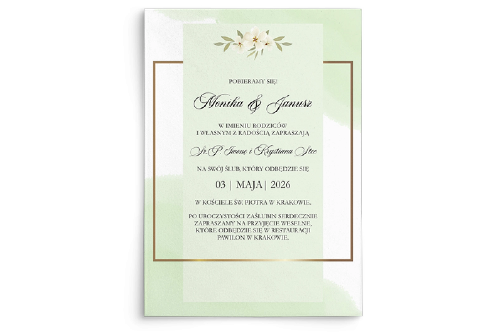 Zaproszenia ślubne Golden Square - Motyw 3