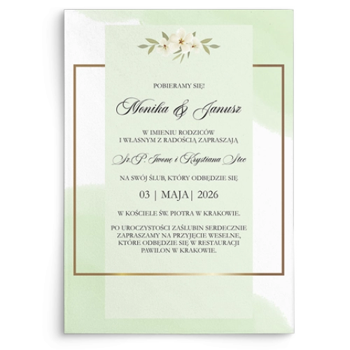 Zaproszenia ślubne Golden Square - Motyw 3