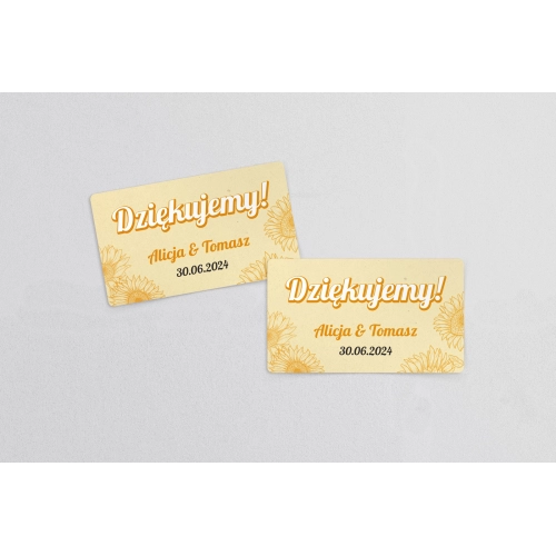 Naklejki na słoiczki weselne Sunflowers - Arkusz 21 szt Motyw 1