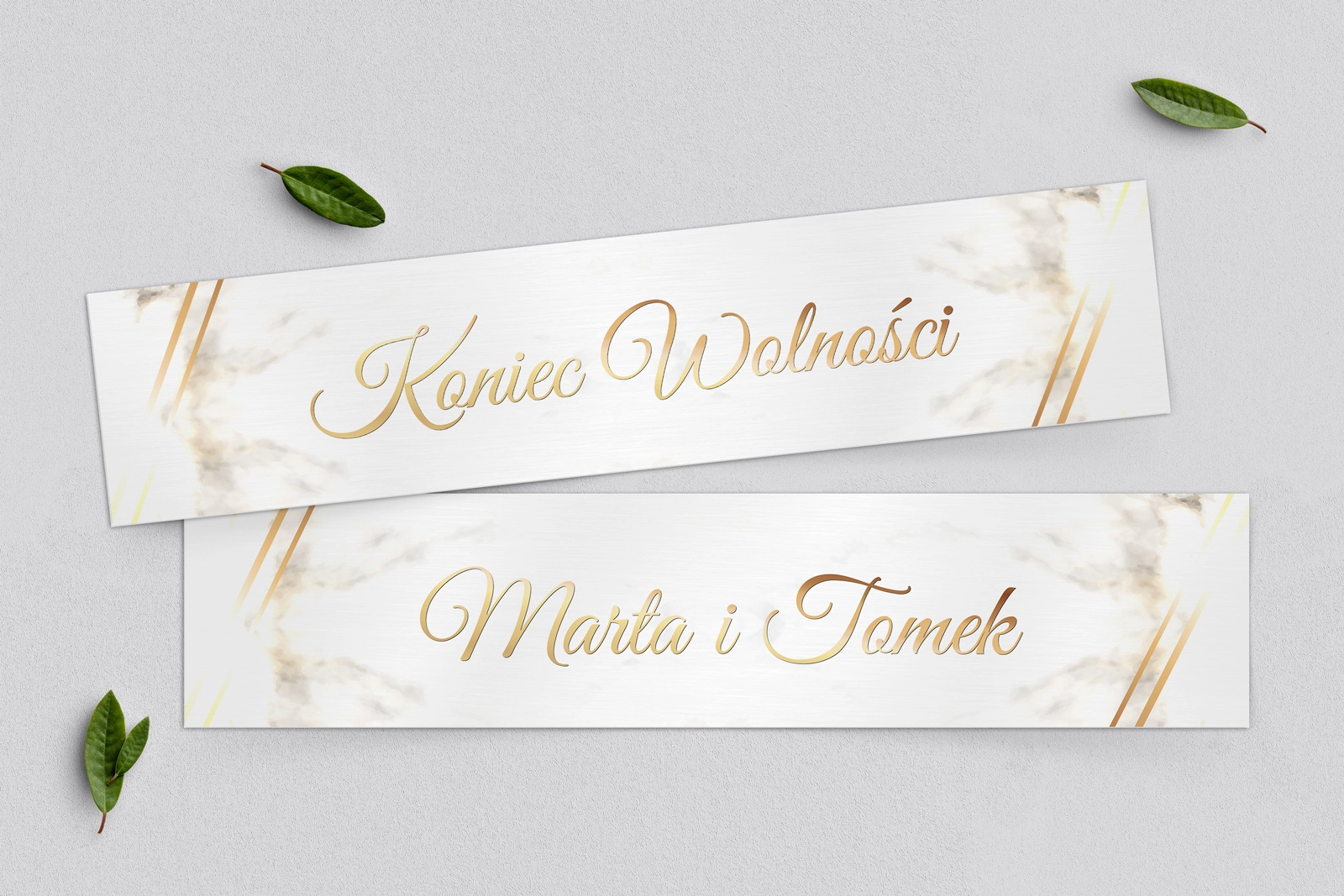 Tablice Rejestracyjne 2 szt. - Marmur i Złoto Motyw 1