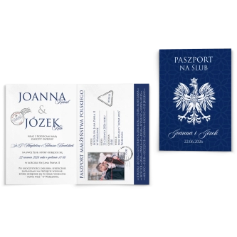 Zaproszenia ślubne Paszport - Składane motyw 1