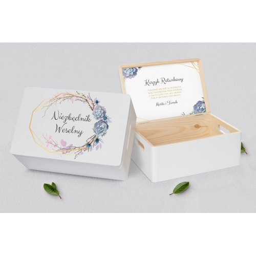 Koszyczek ratunkowy weselny biały - Flowers & Frame Motyw 6