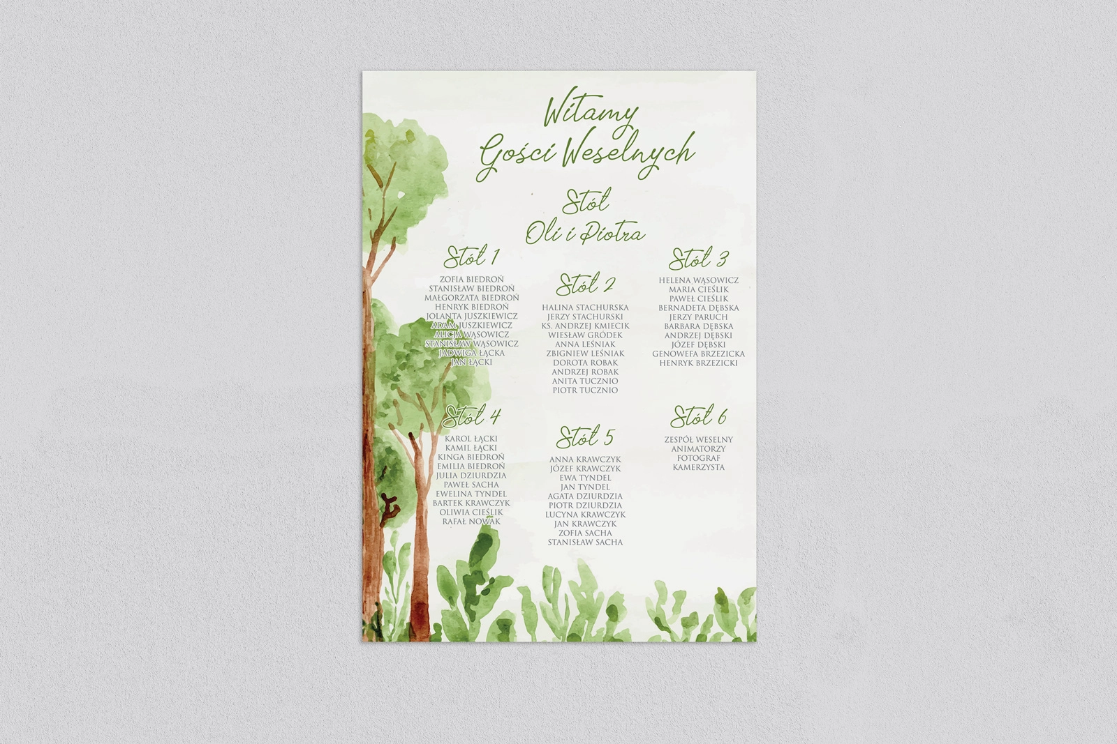 Plan stołów weselnych Gaja - Motyw 4