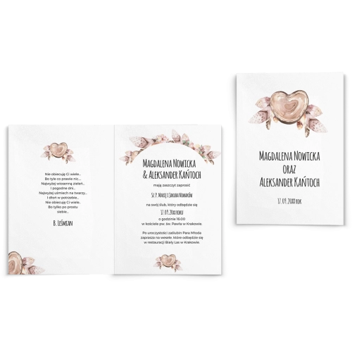 Zaproszenia ślubne Piórko - Składane motyw 3