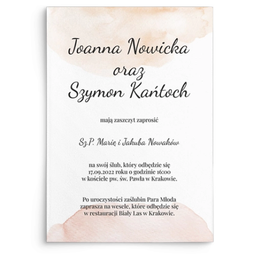 Zaproszenia ślubne Watercolor Wedding - Motyw 1