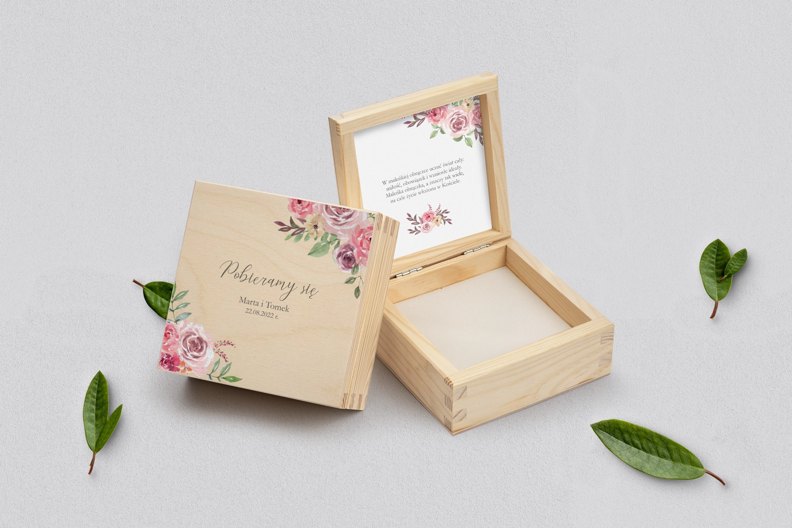 Pudełko na obrączki naturalne - PasteLove Motyw 2