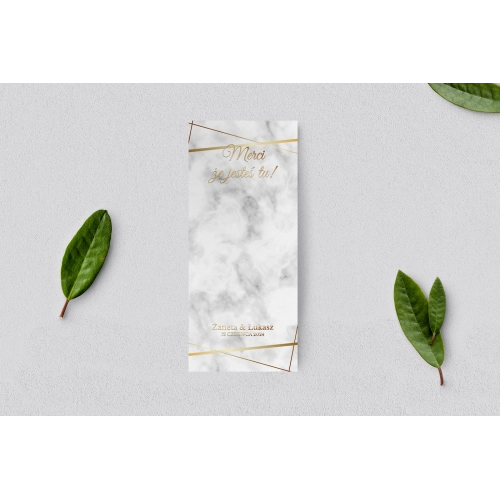 Podziękowanie Merci - Karteczka Marmur & Złoto - Motyw 2