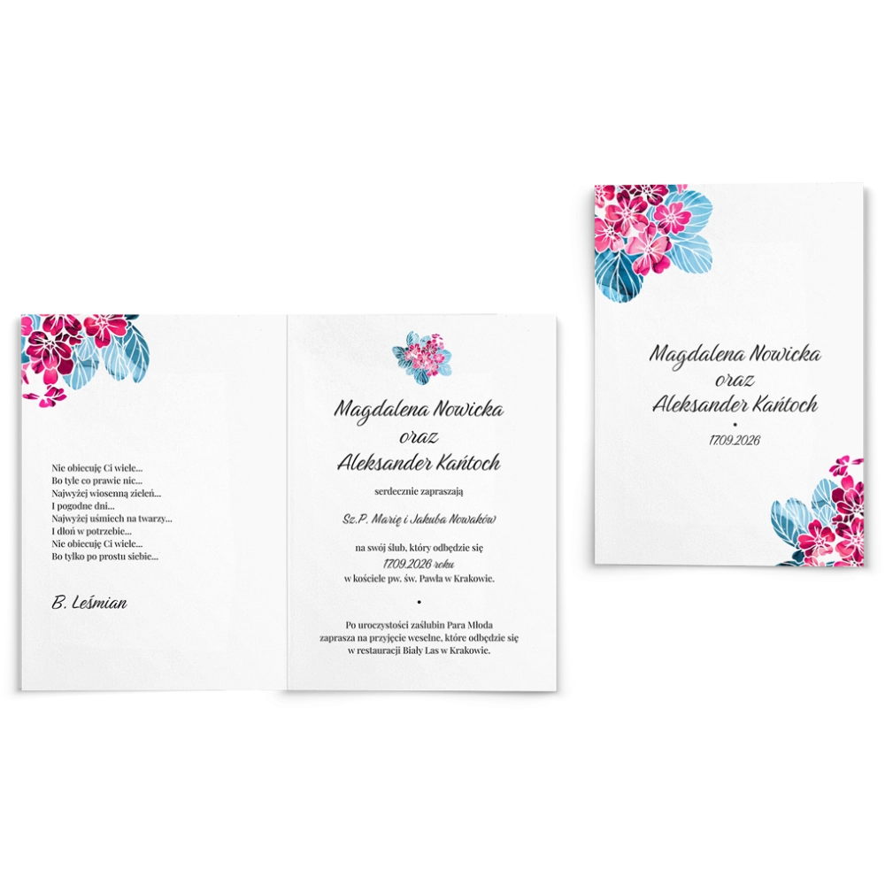 Zaproszenia ślubne Nature's kiss - Składane motyw 2