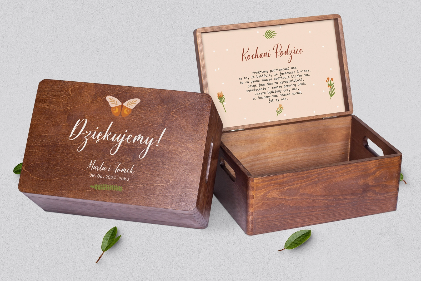 Skrzyneczka dla Rodziców - brązowa Butterflies - Motyw 1
